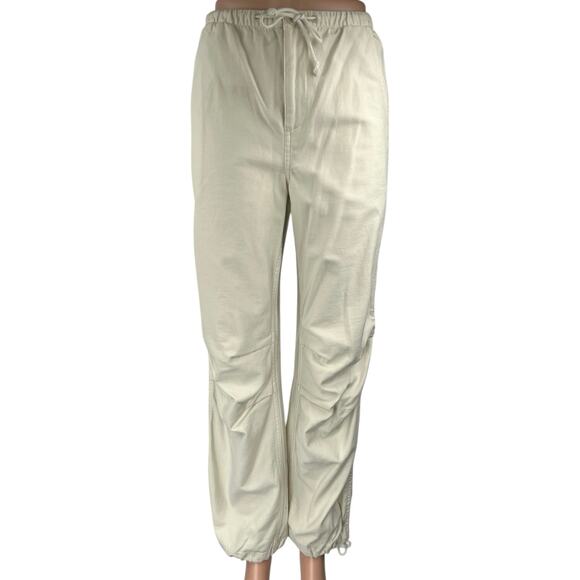 Aritzia TNA Women's Cream White High Rise Straight Leg Trousers Jogger Pants S - Picture 1 of 5